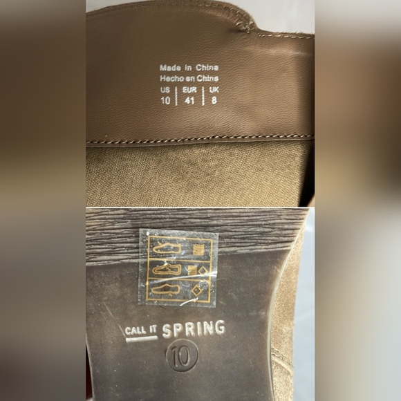 Call It Spring Tan Faux Suede Knee High Riding  Boots Lace Heel 10 - Picture 6 of 7